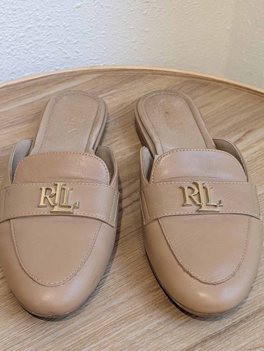 Lauren Ralph Lauren Alli Tan Leather Slip-On Mules Size 6B